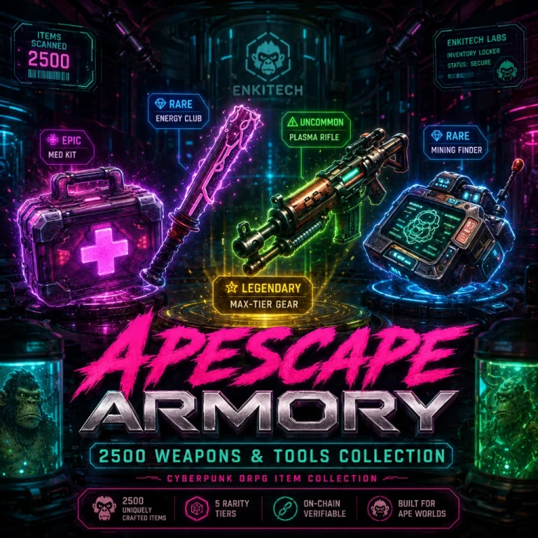 ApeScape Armory Is Live — 2,500 On-Chain Weapons & Tools, Mint Open Now